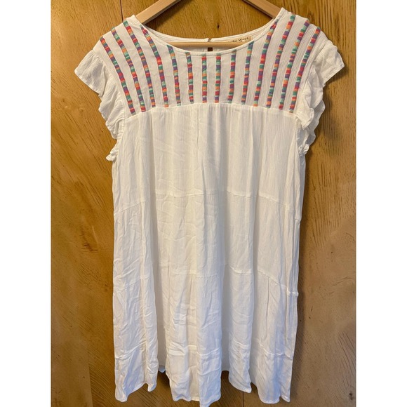 Studio West Apparel Dresses & Skirts - Studio West White Embroidered Ruffle Tiered Boho Women Large Mini Dress